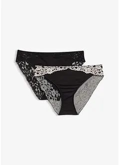 Slip van tweekleurig kant (set van 2), bonprix
