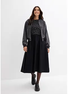 Jurk in een mix van materialen van puur katoen, bonprix