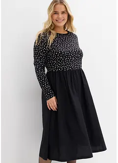 Jurk in een mix van materialen van puur katoen, bonprix