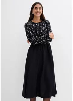 Jurk in een mix van materialen van puur katoen, bonprix