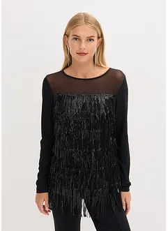Longsleeve met pailletten franjes, bonprix