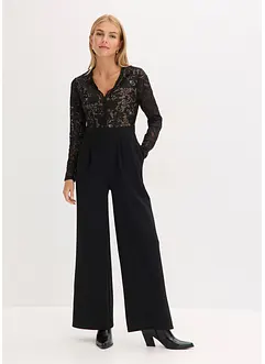 Jersey jumpsuit met kant, bonprix