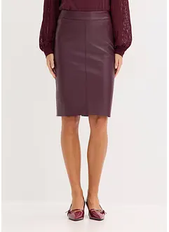Knie-lange imitatiesuède rok met nauwsluitende pasvorm, bonprix