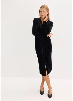 Midi jurk van soepelvallend fluweel, bonprix