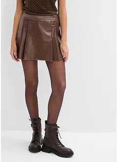 Korte rok van imitatieleer met plooien, bonprix