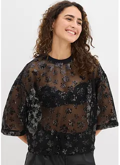 Wijde blouse met hoogwaardige pailletten, bonprix