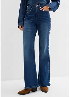 Flared jeans met studs, high waist, bonprix