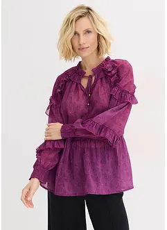 Chiffon blouse met ruches, bonprix