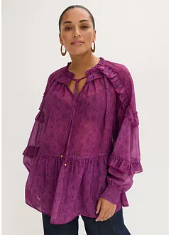 Chiffon blouse met ruches, bonprix