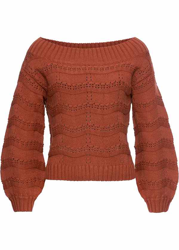 Off shoulder tui met een effectvol patroon en lange mouwen Off shoulder tui met een effectvol patroon en lange mouwen