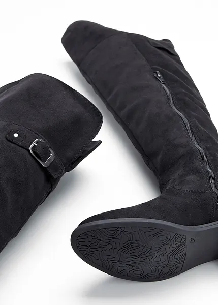 Chic, stijlvol en comfortabel: overknee laarzen in suède look zwart