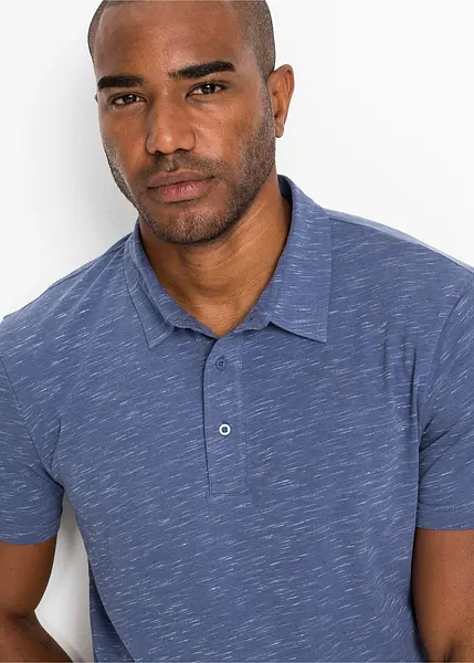 Heren basic poloshirt indigo gemêleerd