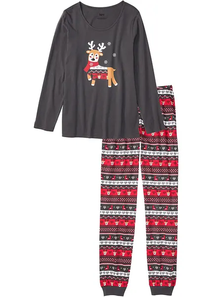 Comfy pyjama met een Noors patroon leisteengrijs gedessineerd