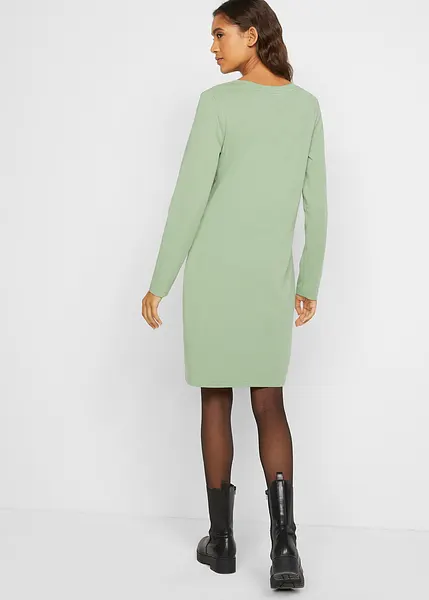 Basic stretch jurk met een ronde hals en lange mouwen in een set
