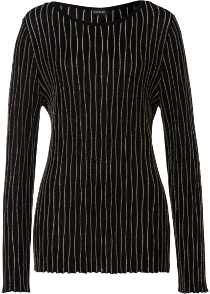 Moderne trui met glinsterende strepen - zwart/goud grafische print