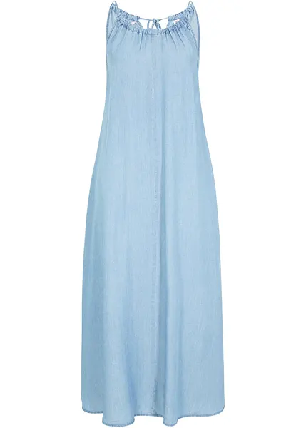 Soepelvallende spijkerjurk van lyocell lichtblauw denim