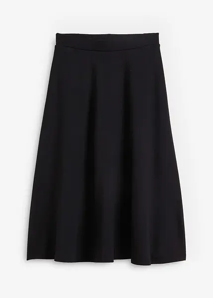 Wijd uitlopende, elegante rok met een elastische band zwart