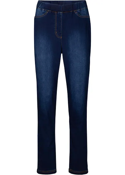 Hoge stretch tregging met thermo, binnenin licht geruwd dark denim
