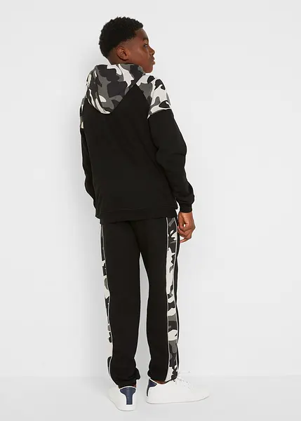 Casual set met een camouflageprint zwart met print