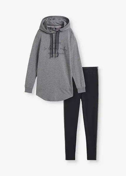 Joggingpak met een extra lange, binnenin zacht opgeruwde sweater en een  cropped legging set)