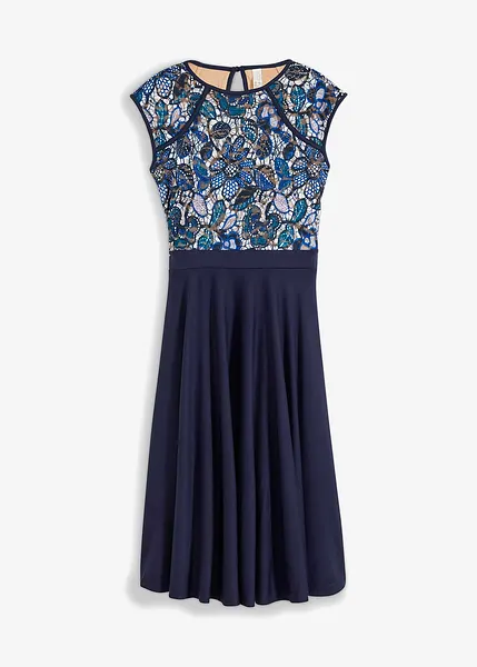 Romatisch en vrouwelijk: midi jurk met rok van Punto di Roma en lijfje van  kant