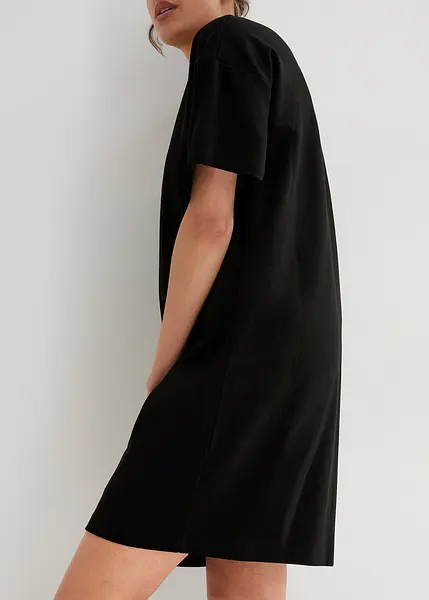 Oversized shirtjurk met een V-hals zwart - Main Image