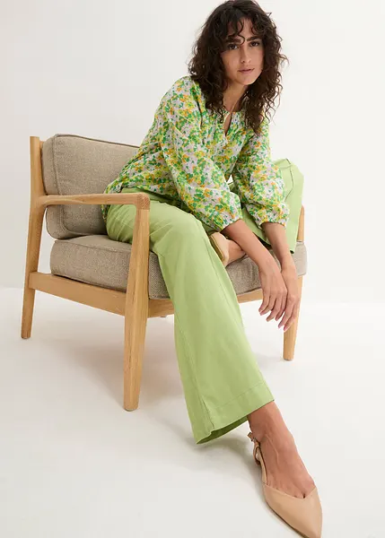 Generisch Palazzo-broek voor dames, linnen met hoge taille, wijde