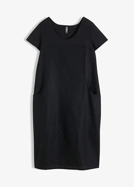 Jurk in een lichte linnenmix met grote zakken