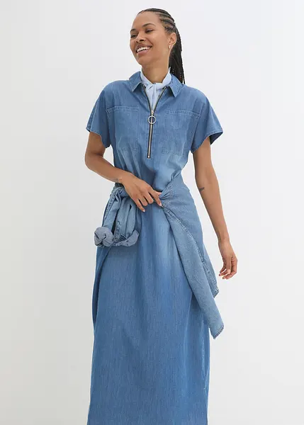 Losjes vallende maxi spijkerjurk blauw denim used