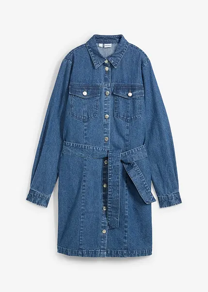 Losjes vallende spijkerjurk met een strikceintuur blauw denim used