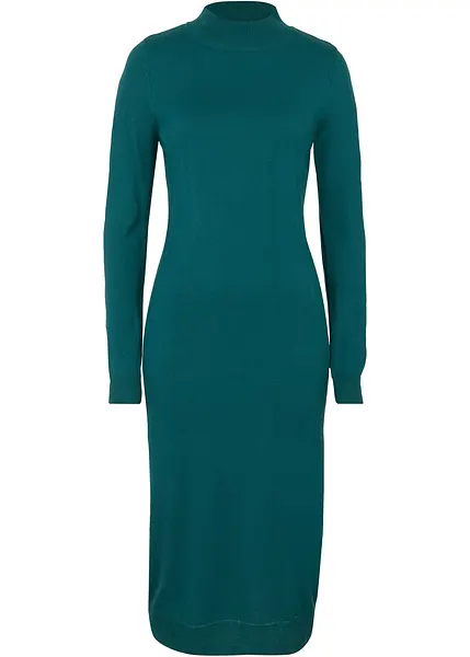 Stylish, gebreide jurk met een opstaande kraag en lange mouwen