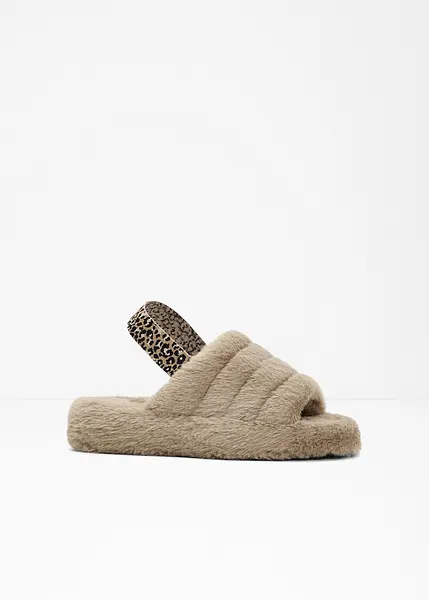 Comfortabele pantoffels taupe