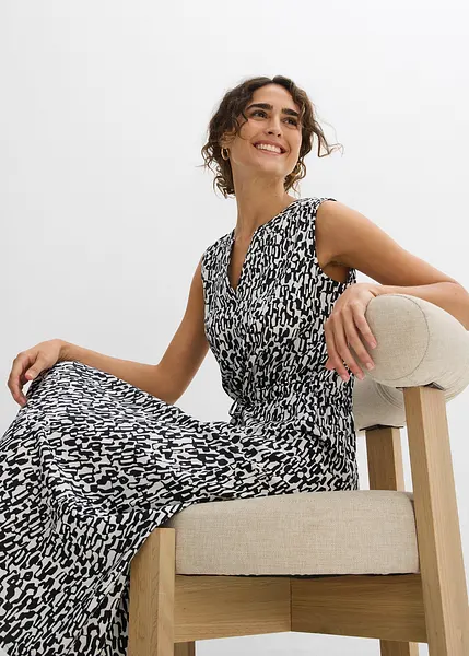 Maxi Jurk Jurkje Viscose Wijde Maxi-jurk Met Diepe V-hals Gemaakt