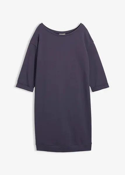 Basic jurk van sweatstof met oversized schouders bosbessen