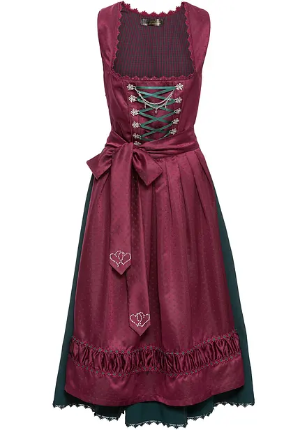 Dirndl met satijnen schort met borduursel (2-dlg. set)