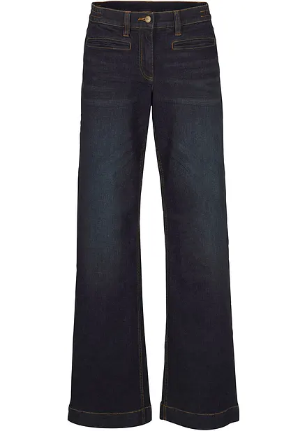 Wide leg mid waist jeans met een comfortabele band