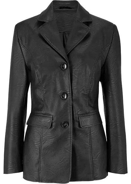 Lange blazer van imitatieleer