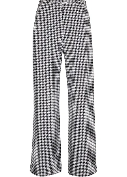 Stretch broek met pied-de-poule, wide leg