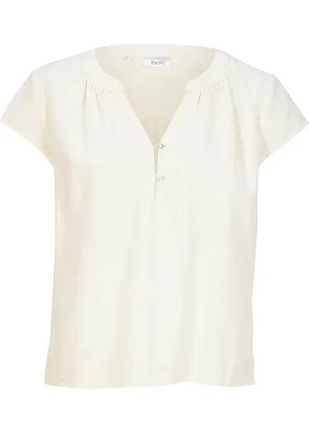 Korte blouse met linnen en splitten opzij