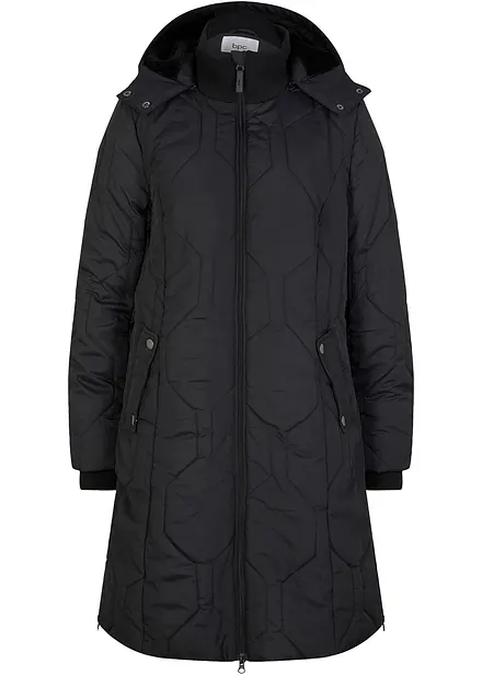 Korte coat met diamantstiksels en ritsen opzij