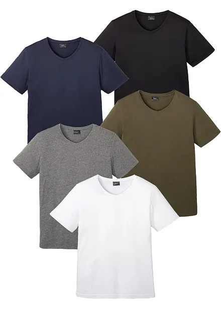 T-shirt met V-hals (set van 5)