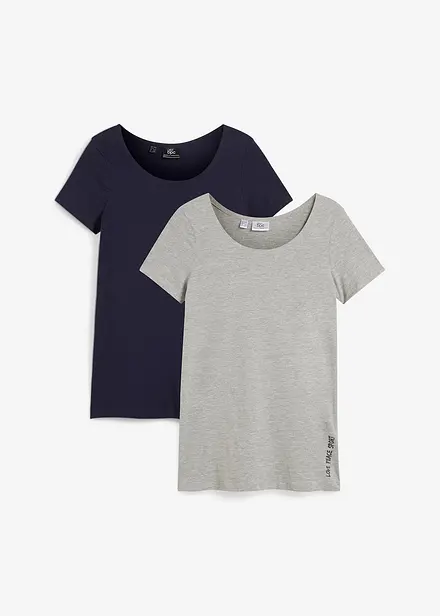 Longshirt met tekstprint (set van 2)