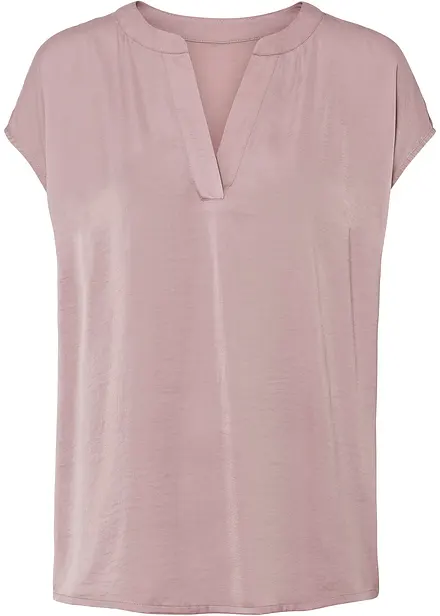 Soepelvallende, satijnen blouse met oversized schouders