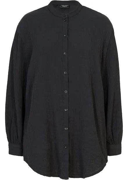 Lange mousseline overhemdblouse van katoen