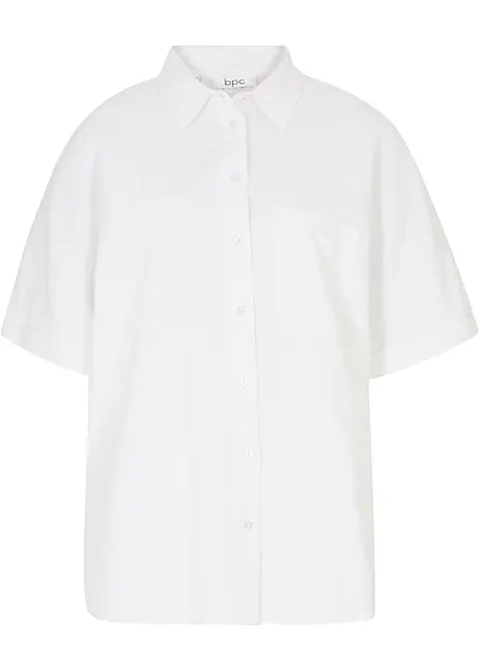 Oversized blouse met halflange mouwen en linnen