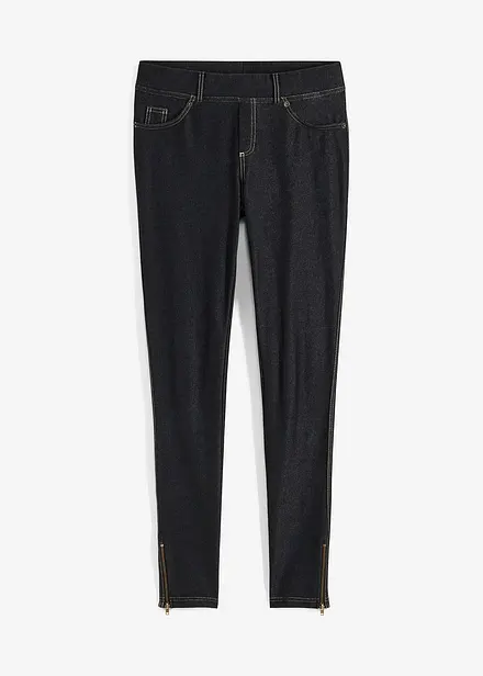Legging in denim look met ritsen
