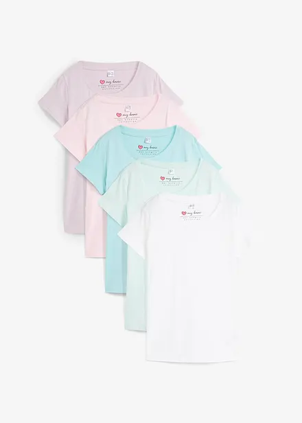 Shirt met ronde hals (set van 5), korte mouw