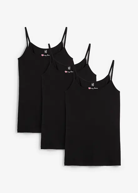 Top met spaghettibandjes van puur katoen (set van 3)