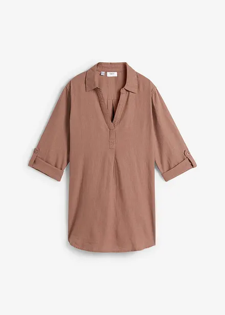 Blouse met linnen en 3/4 mouwen