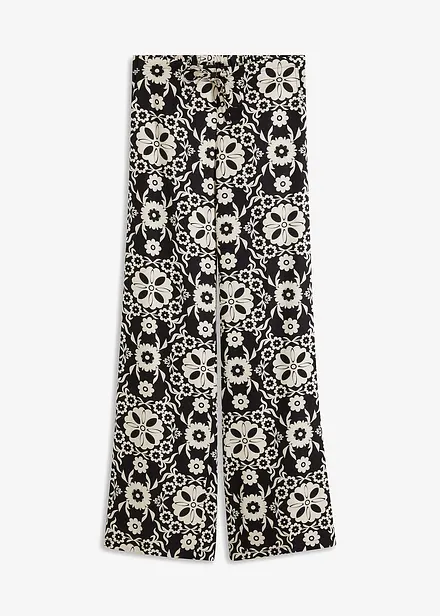 Gedessineerde viscose broek met steekzakken opzij
